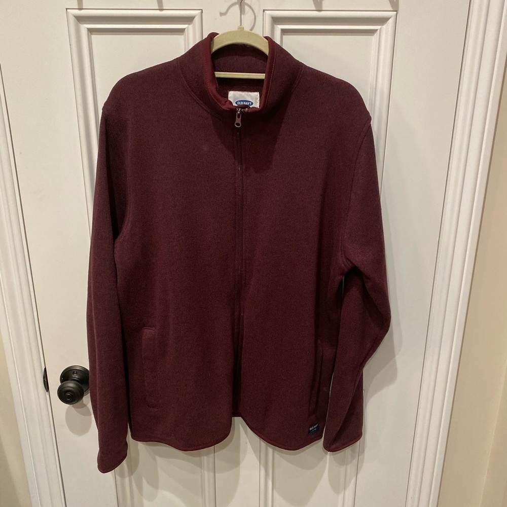 Men’s Burgundy Full Zip Sweater Jacket